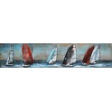 Tableau sur Bois & Métal 3D : La Régate Multicolore 11 bateaux, L 150 cm