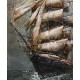 Tableau sur Bois & Métal 3D : Le Bateau Baleinier anthracite, L 100 cm