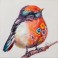 Tableau Peinture Oiseau : Serin Serein, Mod 1, H 40 cm
