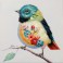 Tableau Peinture Oiseau : Serin Serein, Mod 2, H 40 cm