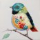 Tableau Peinture Oiseau : Serin Serein, Mod 2, H 40 cm