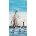 Tableau Peinture Verticale : Régate & Voiliers en métal, H 80 cm