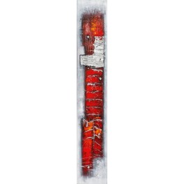 Tableau Peinture Verticale : Rouge fusion, H 150 cm