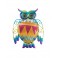 La chouette bleue murale en métal, verre coloré, hauteur 22 cm