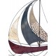 Déco murale Bateaux : Régate 5 bateaux, Blue & Gold, L 73 cm