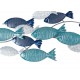 Déco murale mer : Banc de poissons,Mod 2, Bleu, Blanc & Gris, L 120 cm