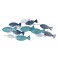 Déco murale mer : Banc de poissons, Camaïeu de bleu, Gamme Océanic. L 75 cm