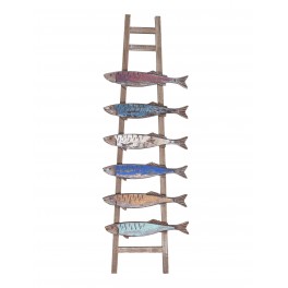 Déco murale en Bois : Rames & Poissons, H 53 cm