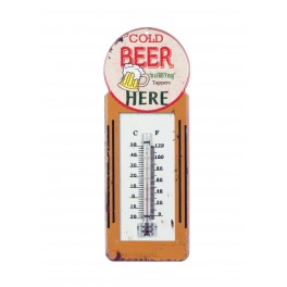 Thermomètre vintage métal, Modèle BEER, H 29 cm