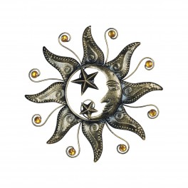 Déco murale Métal : Soleil étoilé, Diam 45 cm