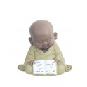 Figurine Petit Moine érudit, Vert, Collection Baby Zen, H 14 cm