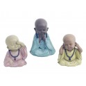 Set de 3 Moines de la Sagesse Assis 2, Collection Baby Zen, H 11 cm