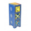 Epicier indien vertical 3 tiroirs, Bleu, H 21 cm