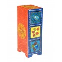 Boite compartiments : Epicier indien vertical 3 tiroirs, Bleu, H 21 cm