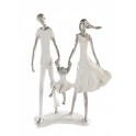 Statuette Design : Couple & Fille, Collection Silver Line, H 31 cm