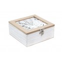 Boite à thé : Mod Shabby Chic, 3 Compartiments, L 24 cm