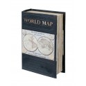 Boite Livre : Globe & Cartographie, Bleu, H 27 cm