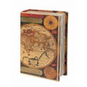 Boite Livre : Globe & Cartographie, Orange & Bleu H 27 cm
