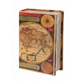 Boite Livre : Globe & Cartographie, Jaune, H 27 cm