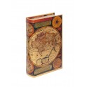 Boite Livre : Globe & Cartographie, Orange & Bleu H 21 cm