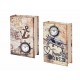 Boite Livre Horloge : Avion & Exploration, H 27 cm