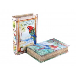 Set 2 Boites Livres : Perroquet & Summer, H 24 cm