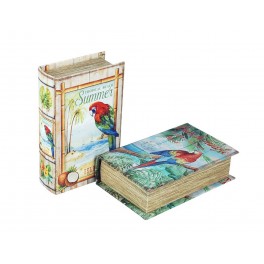 Set 2 Boites Livres : Toucans & Tropiques, H 17 cm