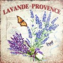 Plaque métal Rétro Provençale Lavande & Papillon, Mod 2, H 30 cm