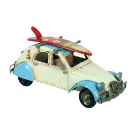 Voiture 2 CV Surf : Modèle Blanc & Bleu, L 27 cm