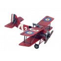 Avion Rétro Fer : Biplan Rouge, L 28 cm