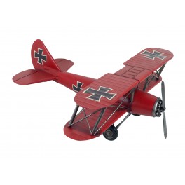 Avion Biplan métal Jaune, L 21 cm