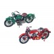 Moto en métal rétro, Modèle 2 Tons Bleu et Blanc, L 27 cm