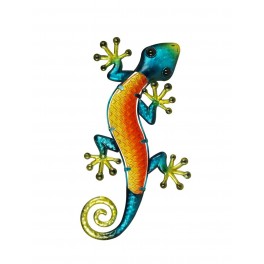 Déco murale : Gecko Métal Orange, Collection PENDJAB, H 38 cm