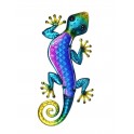 Déco murale : Gecko Métal Bleu, Collection PENDJAB, H 38 cm