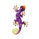 Le Gecko Métal Mural Violet, Collection PENDJAB, H 21 cm