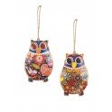 Set 2 chouettes à suspendre, Mod 1, H 9 cm