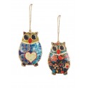 Set 2 chouettes à suspendre, Mod 2, H 9 cm