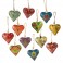 Set 12 Suspensions coeurs peints en métal, H 9 cm