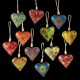 Set 12 Suspensions coeurs peints en métal, H 9 cm