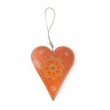 Coeur peint XL en métal, Orange, H 21 cm