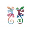 Déco Gecko Mural : Set 2 lézards Multicolores, H 14 cm