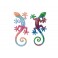 Déco Gecko Mural : Set 2 lézards Multicolores, H 14 cm