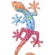 Déco Gecko Mural : Set 2 lézards Multicolores, H 14 cm