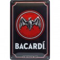 Plaque 3D Métal : Logo Bacardi, Fond Noir, H 30 x 20 cm