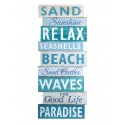 Déco murale Bois multi-mots, Thème Plage, H 60 cm