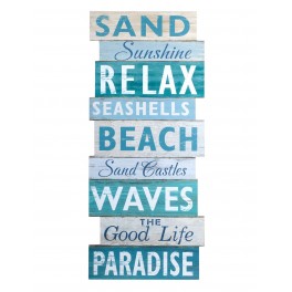 Déco murale Bois multi-mots, Thème Plage, H 60 cm