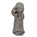 Statuette Ethnique : Moine Solo Sagesse, Coll Zentrends, Taupe, H 34 cm