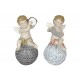 Set 4 anges Socle & Boule Dorée, H 8,5 cm