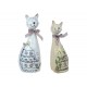 Set de 2 Grandes Figurines Chat Debout, Collection Natura, H 20 cm