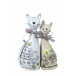 Set de 2 Grandes Figurines Chat Debout, Collection Natura, H 20 cm